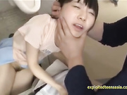 Skinny slender young Asian girl is hotly moaning from too passionate fuck